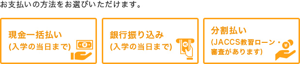 お支払いの方法をお選びいただけます